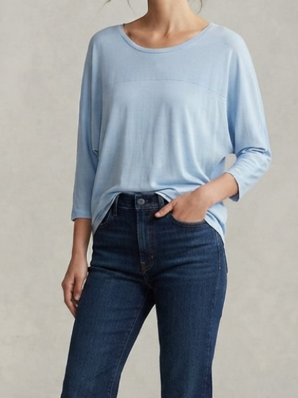 Anthropologie Dolan Baby Blue Blouse Size Medium Dolman Sleeve
